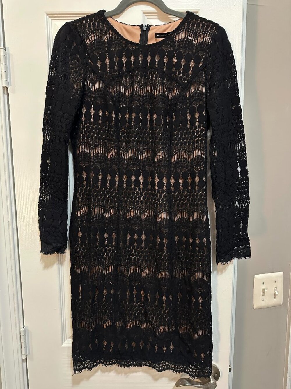 White House Black Market Black Lace Overlay Sheath Dress
